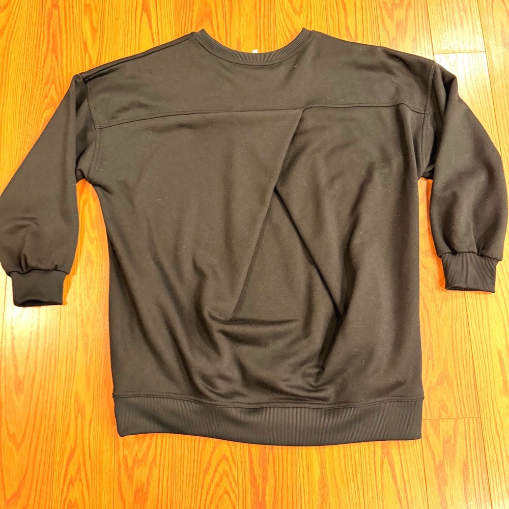 Halara Womens Sweatshirt Medium Black Oversized Pockets Pleated Back Athleisure